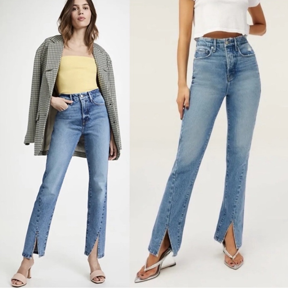 Good American jeans with front slit high waste size 6/28